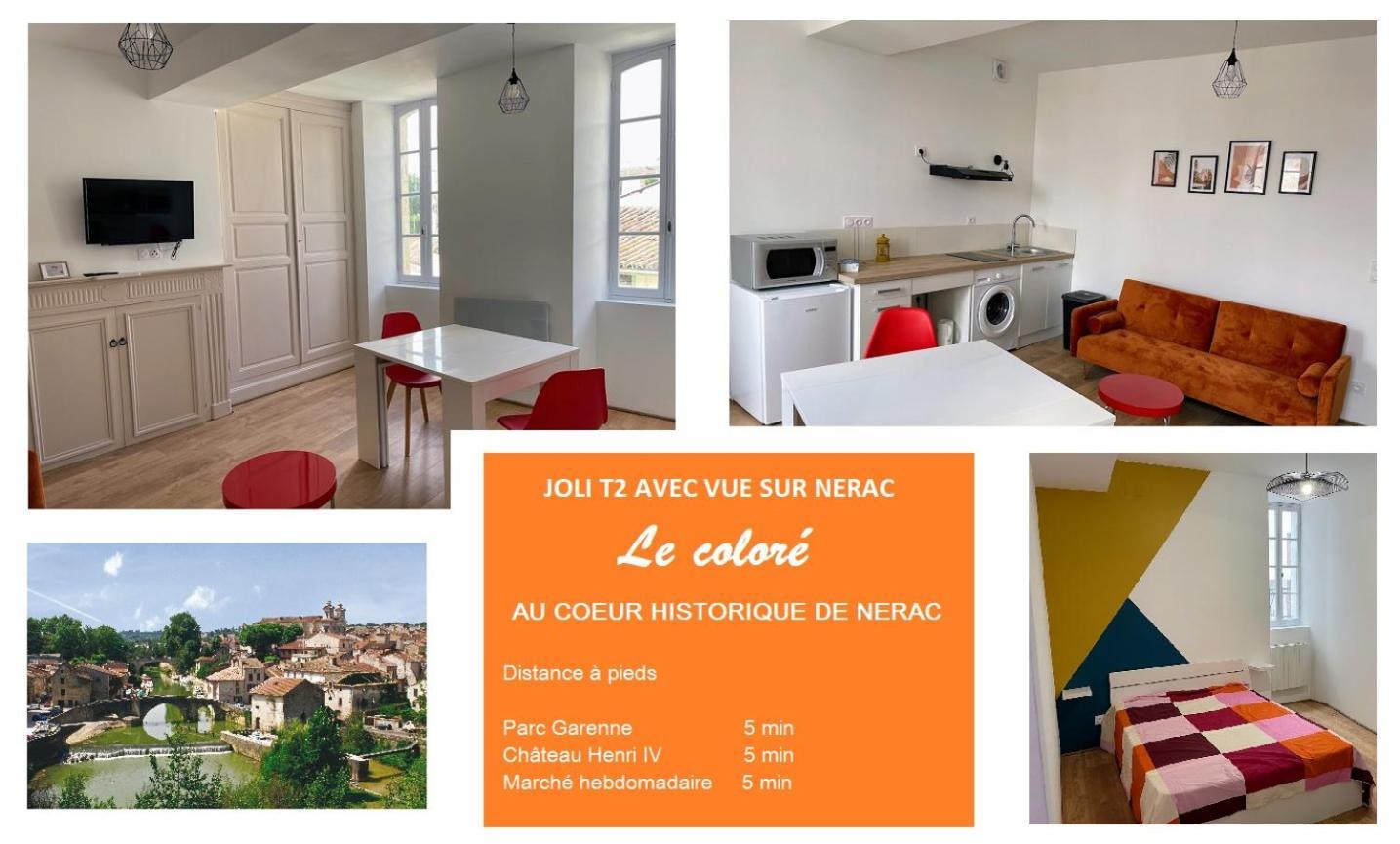 Le Colore- T2 Confortable Avec Vue Sur Nérac Esterno foto